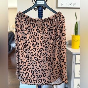 Tickled Teal Animal Print Drawstring Skirt, Size 1X